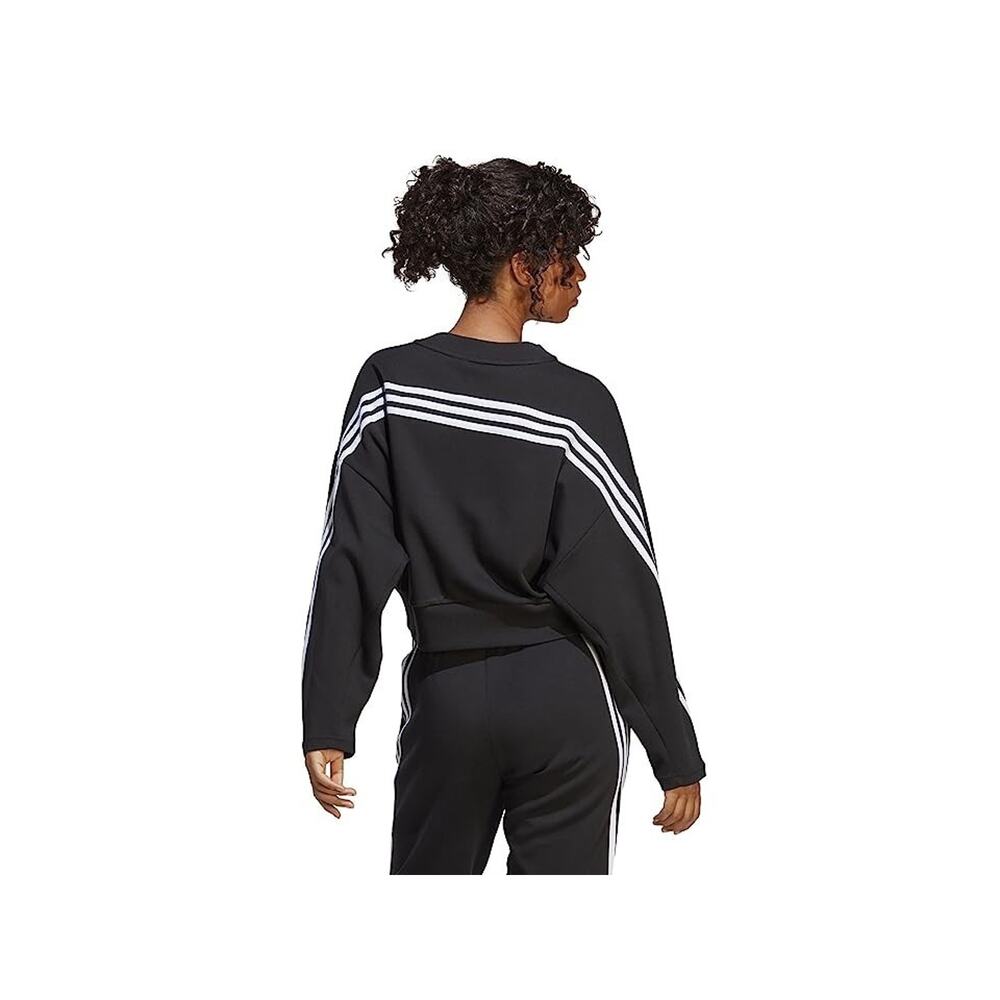 Adidas Women's Black Future Icons 3-stripes Cotton Blend Sweatshirt - Picture 3 of 3
